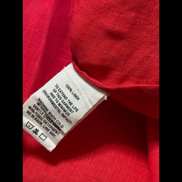 Alex Mill Shirt Large Womens Red Wash & Go 100% Linen Pockets Boxy Button Top - Picture 7 of 7